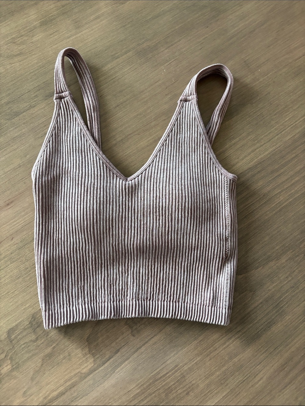 Ribbed V-Neck Cropped Camisole - Mauve